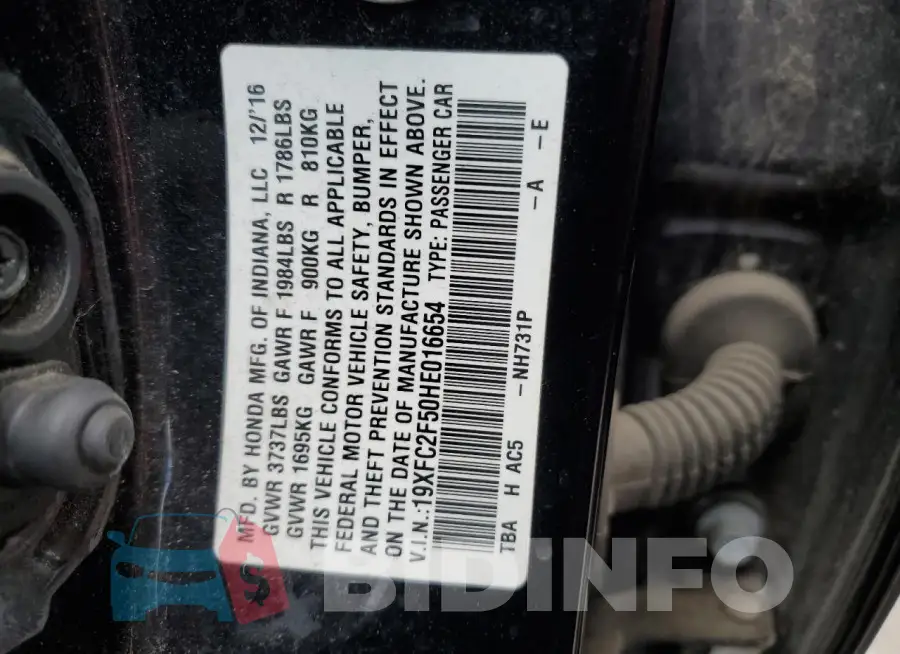 19XFC2F50HE016654 Photo# 12