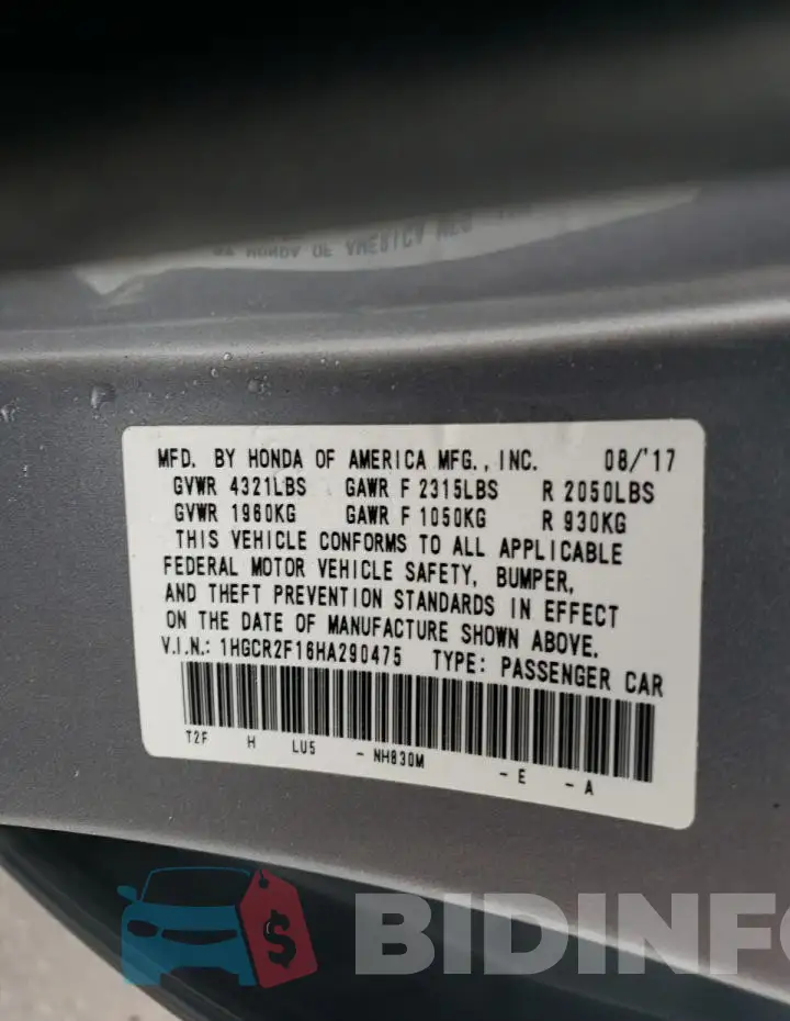 1HGCR2F16HA290475 Photo# 12