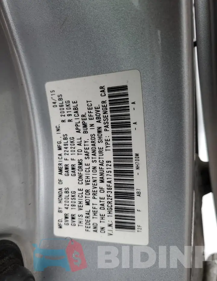 1HGCR2F36FA175129 Photo# 13