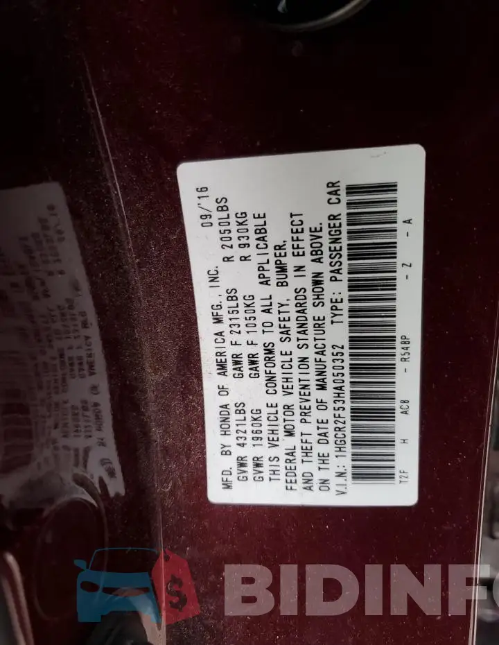 1HGCR2F53HA050352 Photo# 12