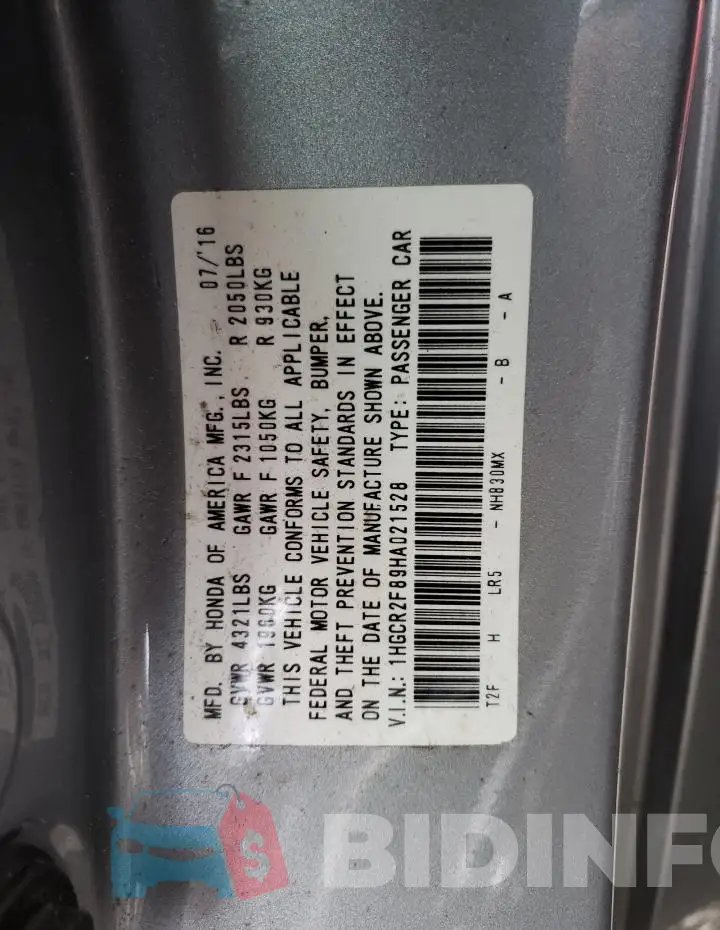 1HGCR2F89HA021528 Photo# 13