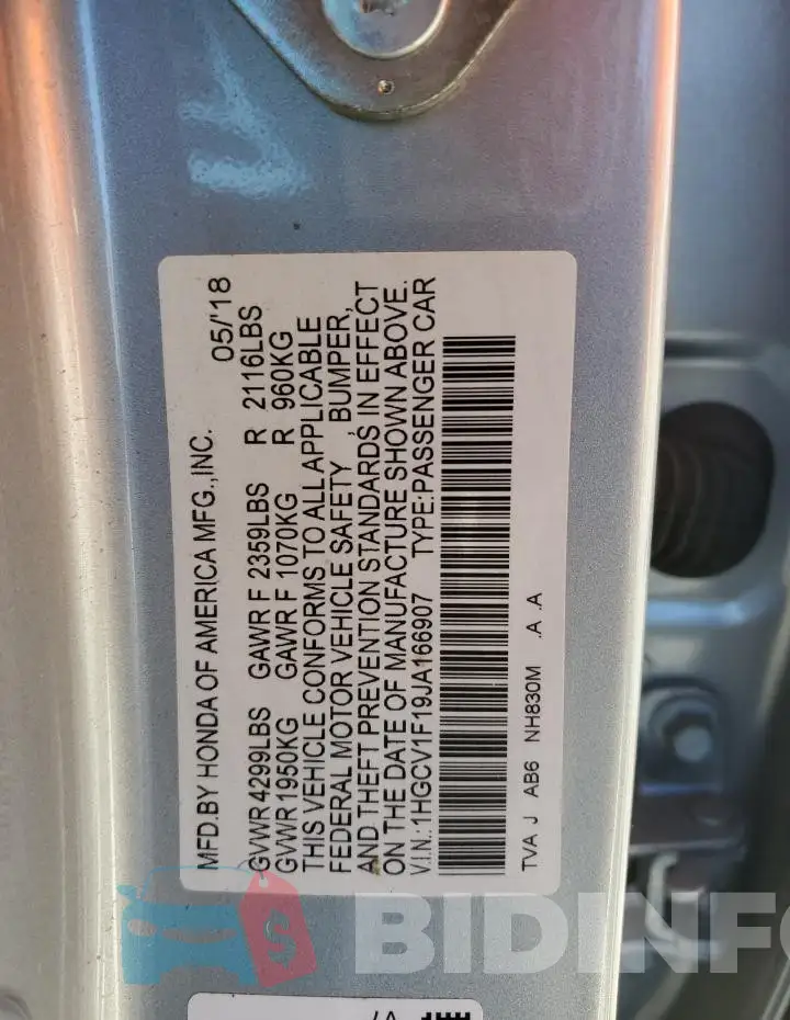1HGCV1F19JA166907 Photo# 13