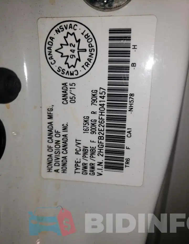 2HGFB2E26FH041457 Photo# 13