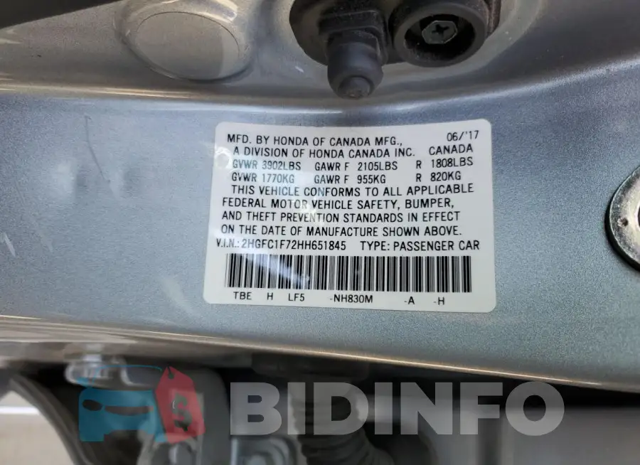 2HGFC1F72HH651845 Photo# 12