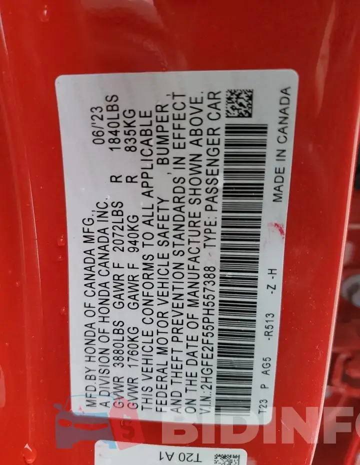 2HGFE2F55PH557388 Photo# 12