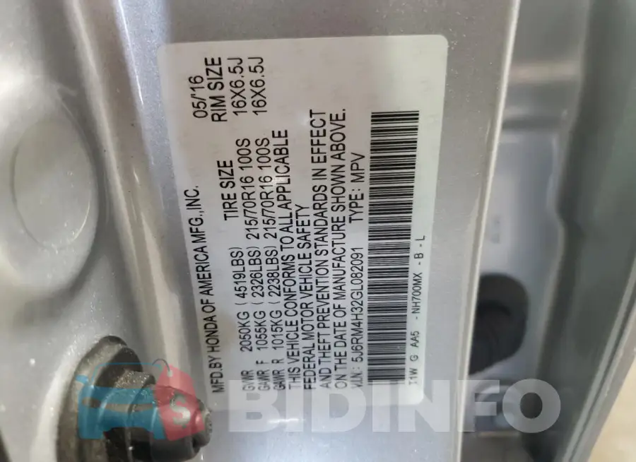 5J6RM4H32GL082091 Photo# 14