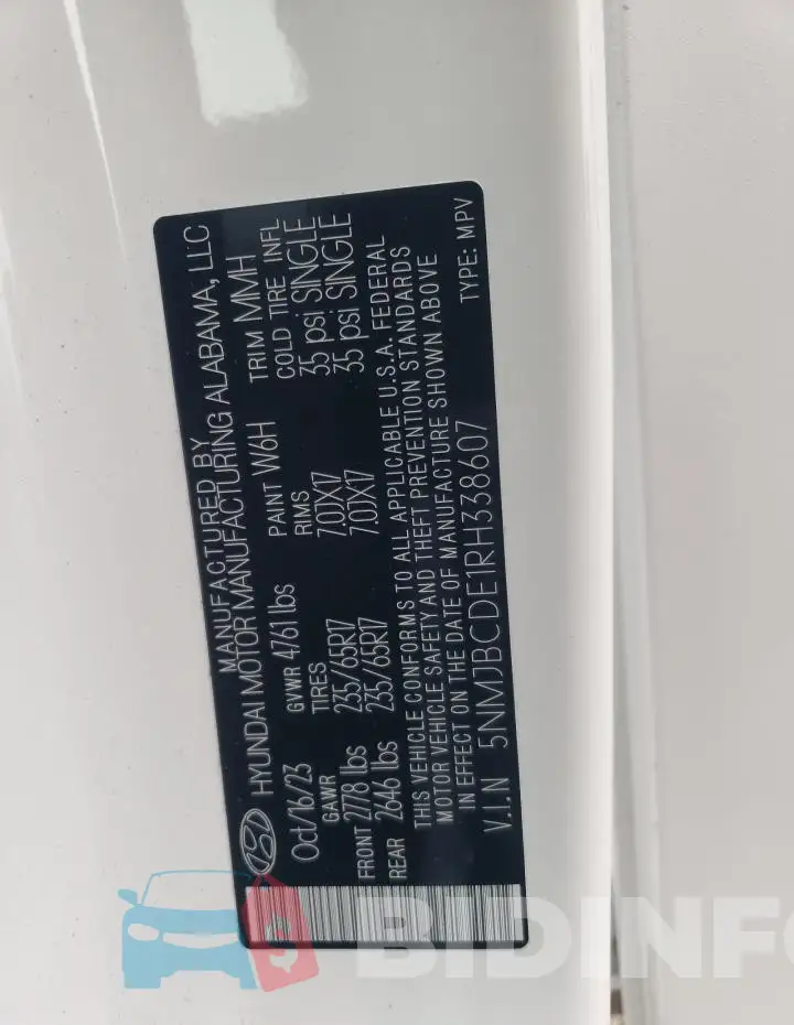 5NMJBCDE1RH338607 Photo# 12