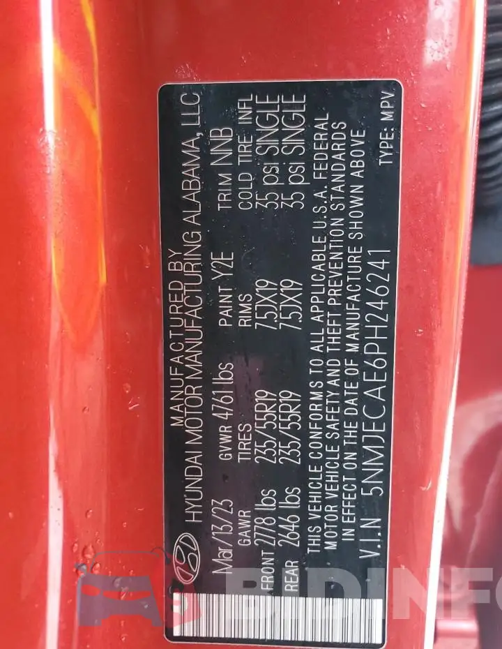 5NMJECAE6PH246241 Photo# 12