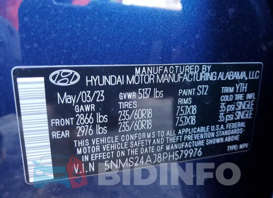 5NMS24AJ8PH579976 Photo# 13