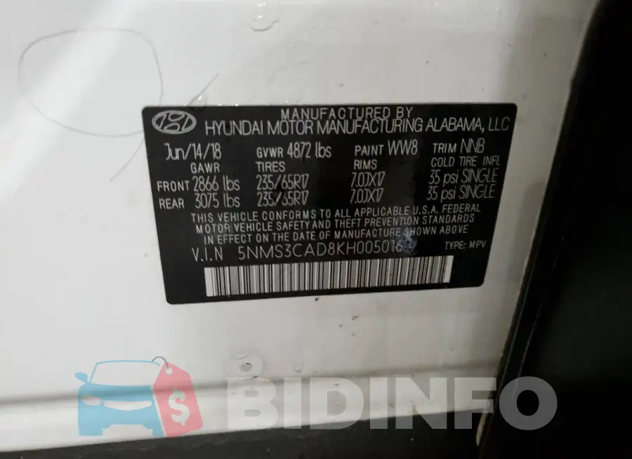 5NMS3CAD8KH005016 Photo# 12