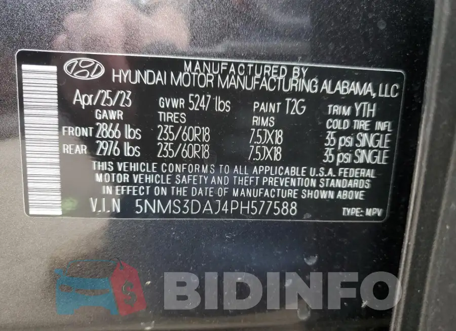 5NMS3DAJ4PH577588 Photo# 13