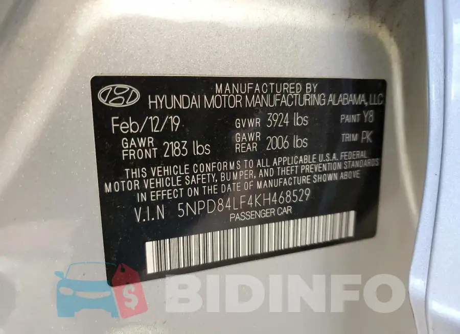 5NPD84LF4KH468529 Photo# 12