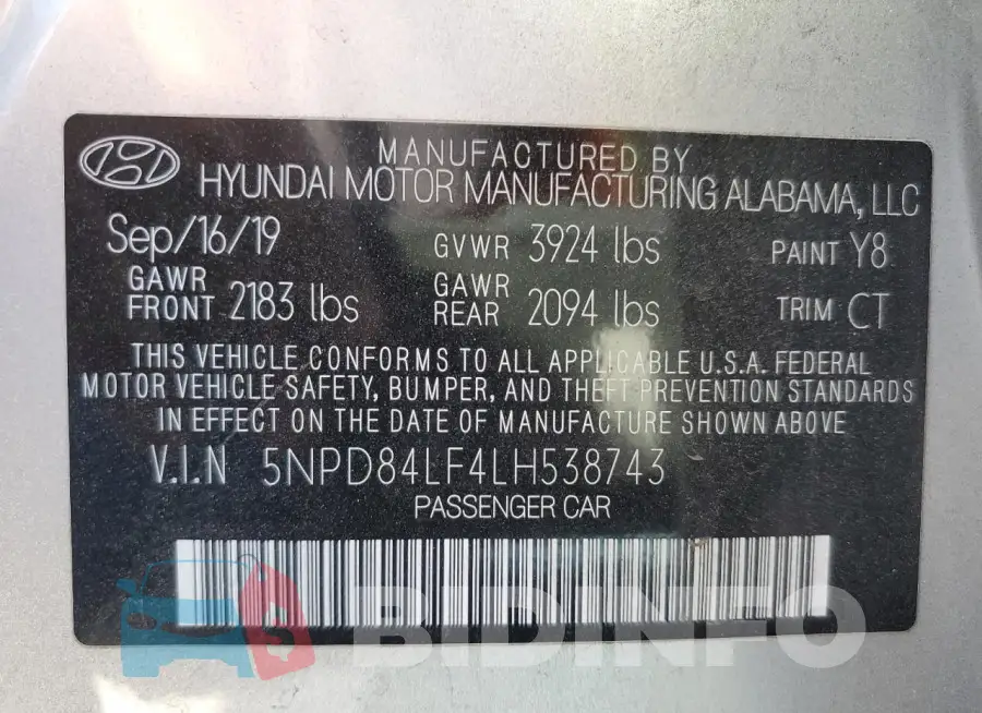 5NPD84LF4LH538743 Photo# 13