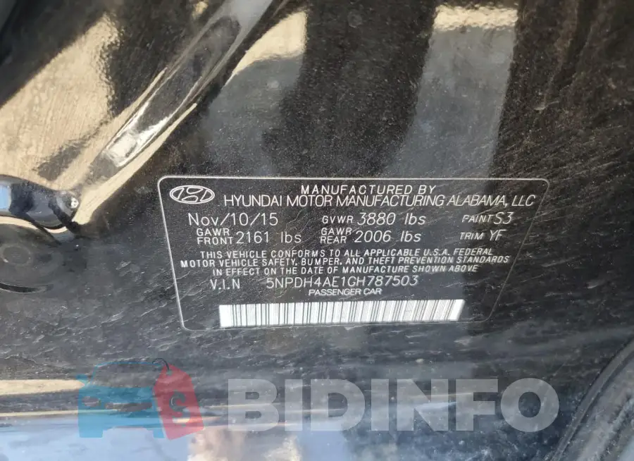 5NPDH4AE1GH787503 Photo# 12