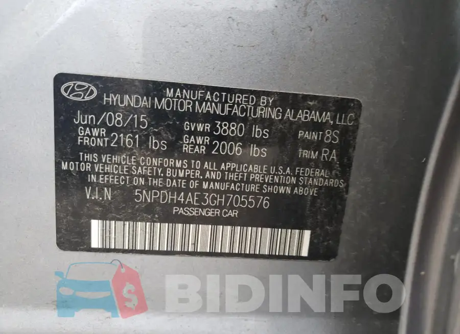 5NPDH4AE3GH705576 Photo# 12