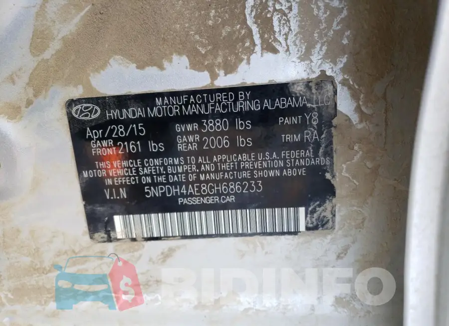 5NPDH4AE8GH686233 Photo# 12