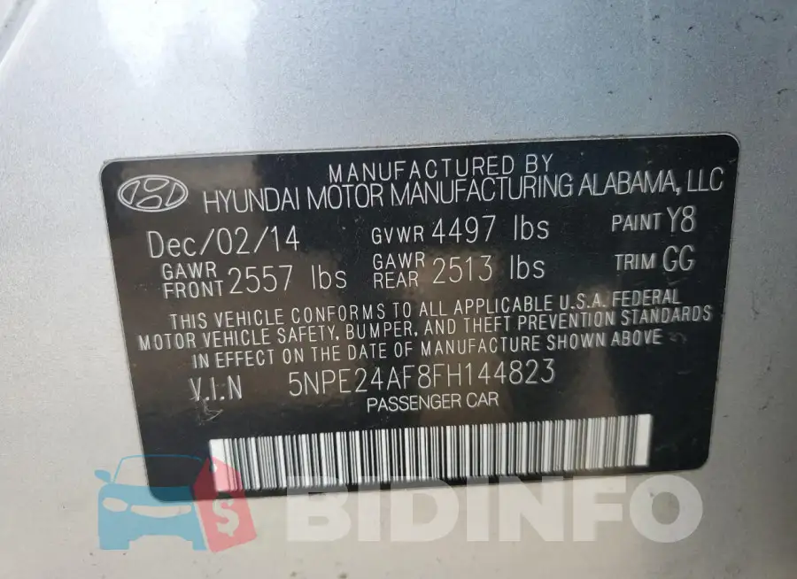 5NPE24AF8FH144823 Photo# 12