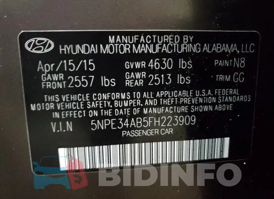 5NPE34AB5FH223909 Photo# 12