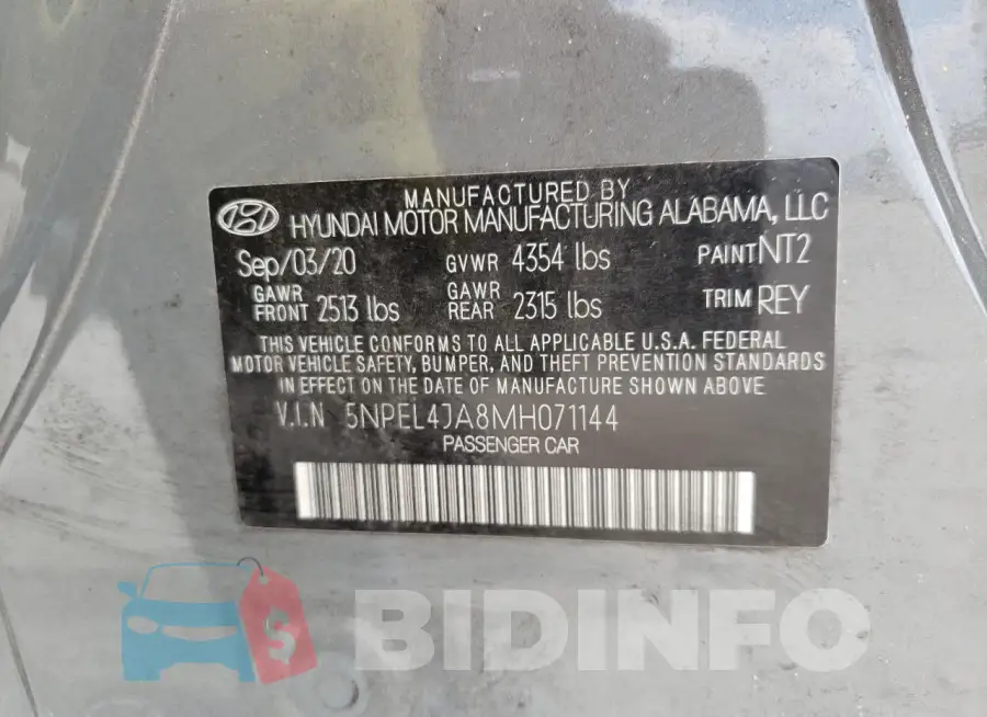 5NPEL4JA8MH071144 Photo# 12