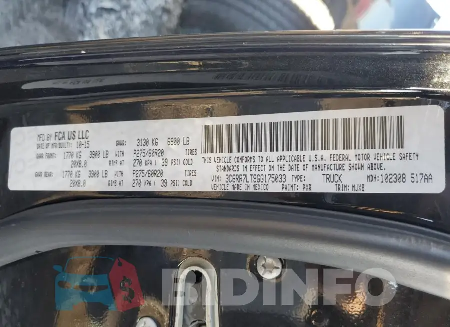 3C6RR7LT9GG175033 Photo# 13