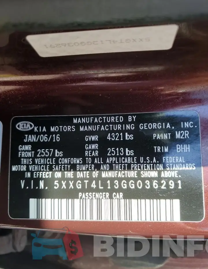 5XXGT4L13GG036291 Photo# 12
