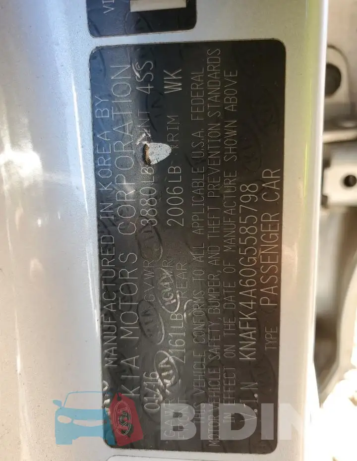 KNAFK4A60G5585798 Photo# 13