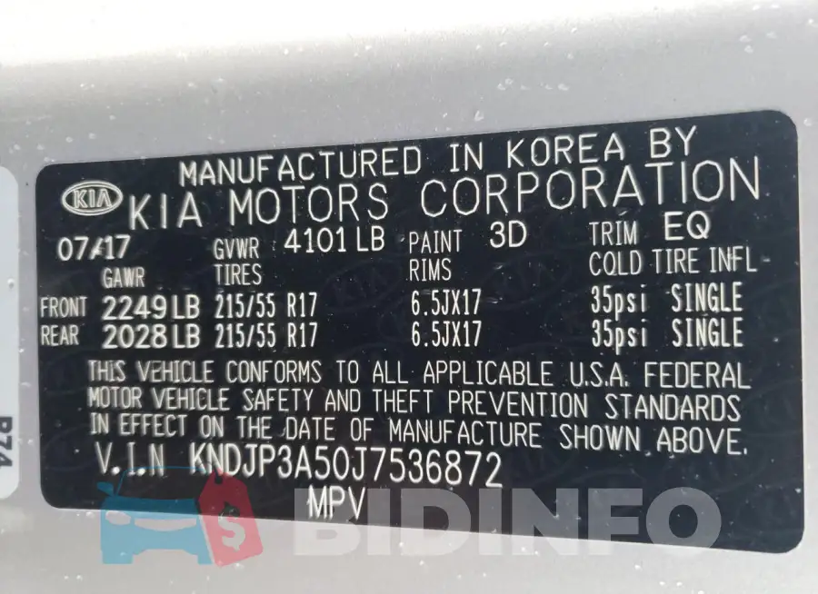 KNDJP3A50J7536872 Photo# 12