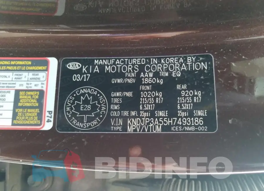 KNDJP3A55H7493186 Photo# 12
