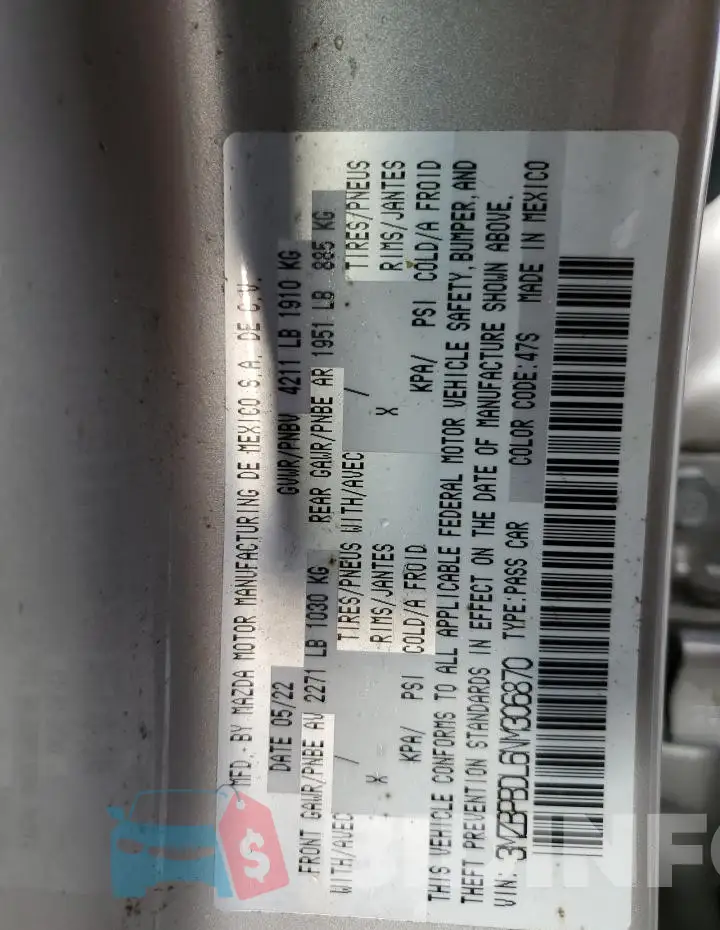 3MZBPBDL6NM306870 Photo# 12