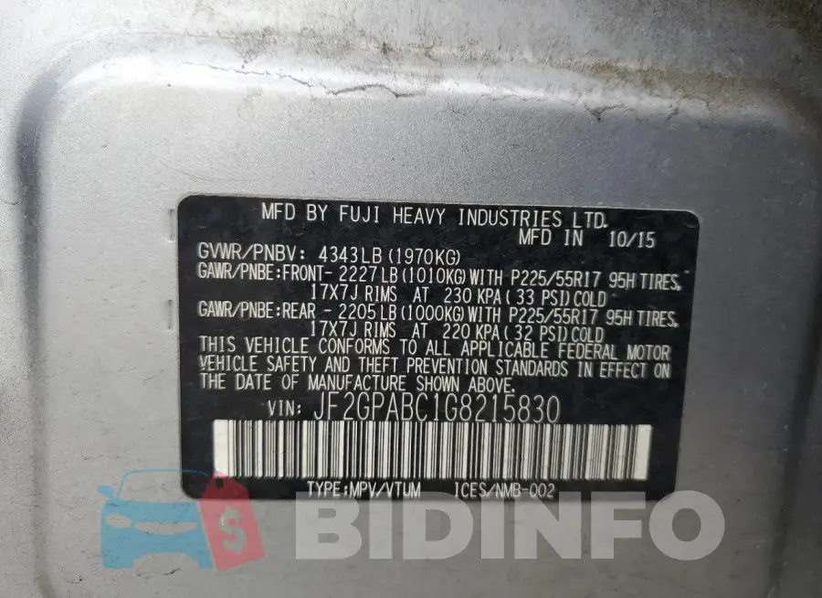 JF2GPABC1G8215830 Photo# 13