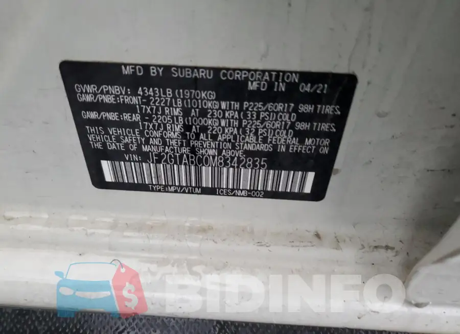 JF2GTABC0M8342835 Photo# 14