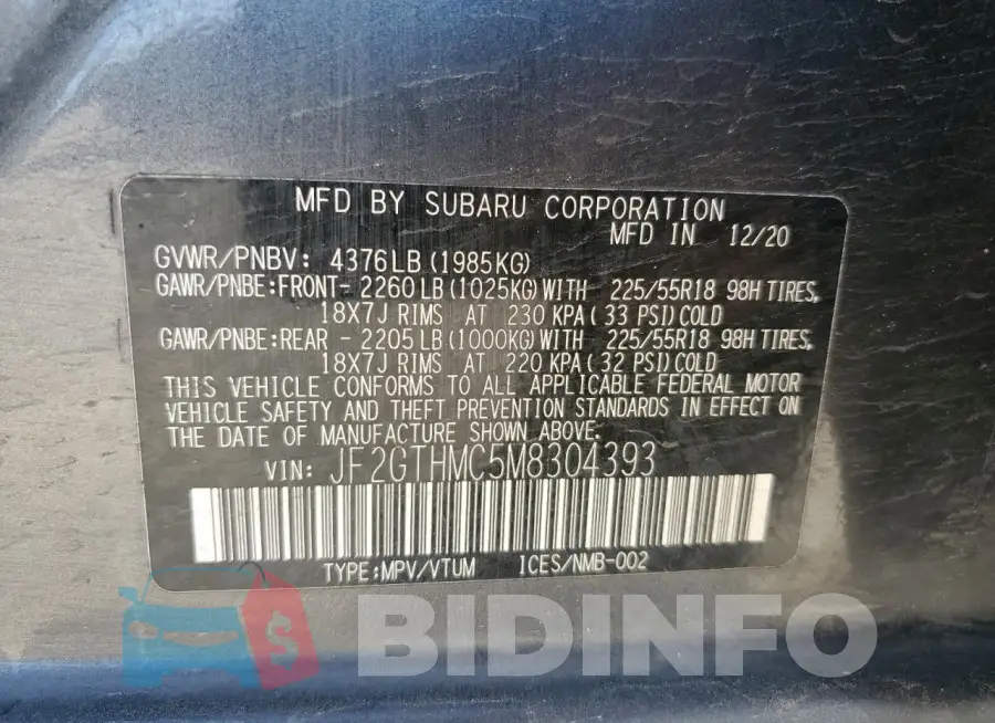 JF2GTHMC5M8304393 Photo# 13