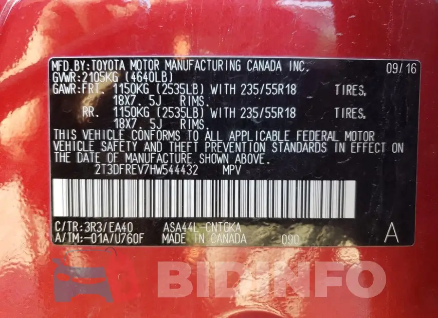 2T3DFREV7HW544432 Photo# 12