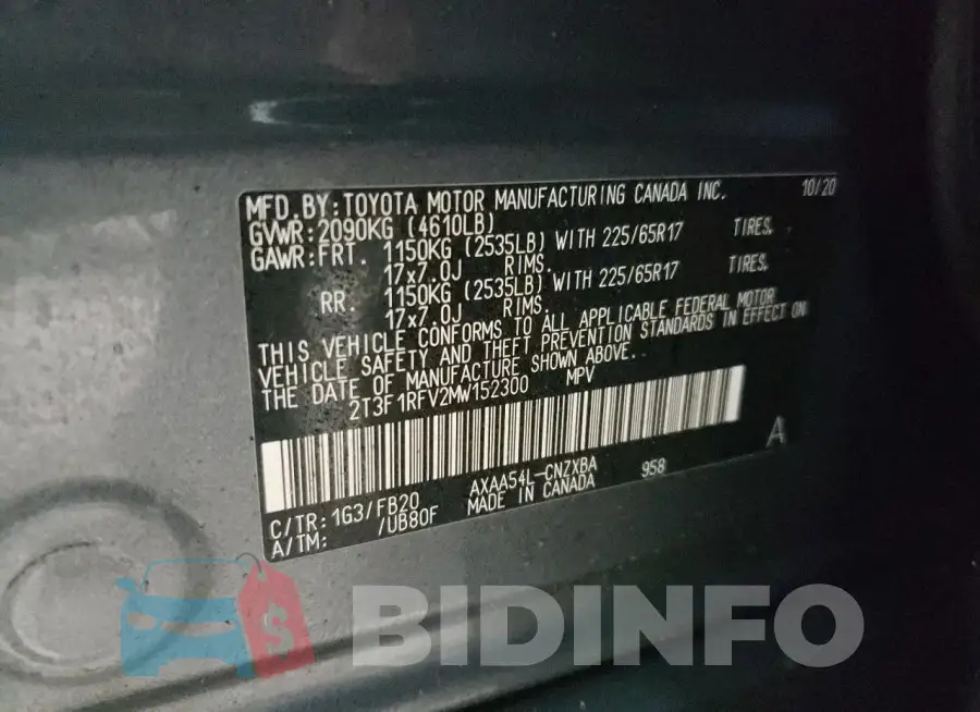 2T3F1RFV2MW152300 Photo# 13