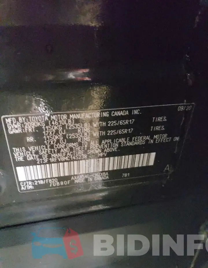 2T3F1RFV8MC145238 Photo# 13