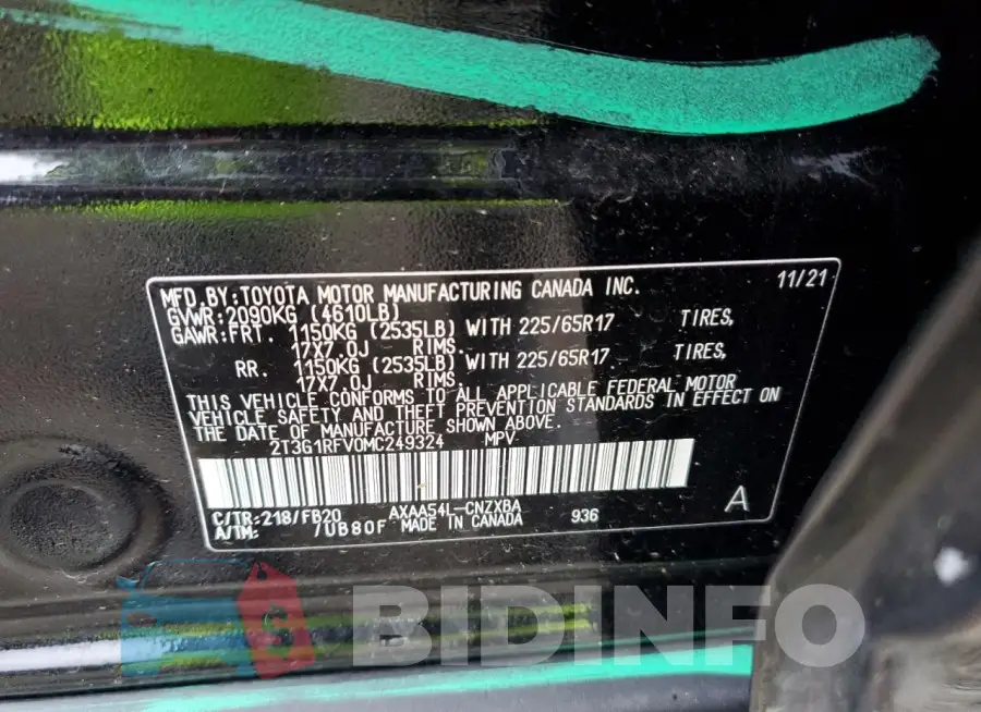 2T3G1RFV0MC249324 Photo# 14