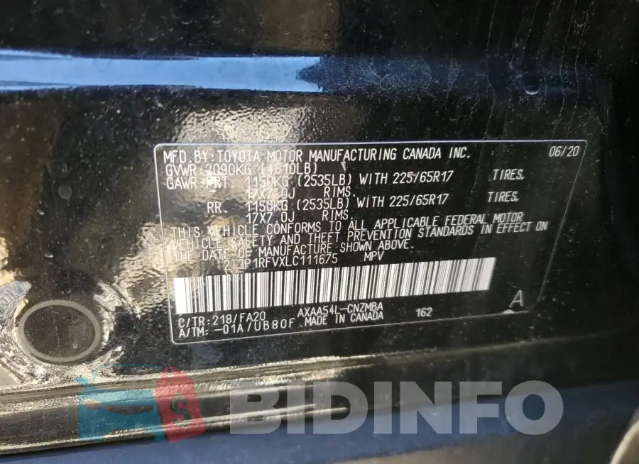 2T3P1RFVXLC111675 Photo# 13