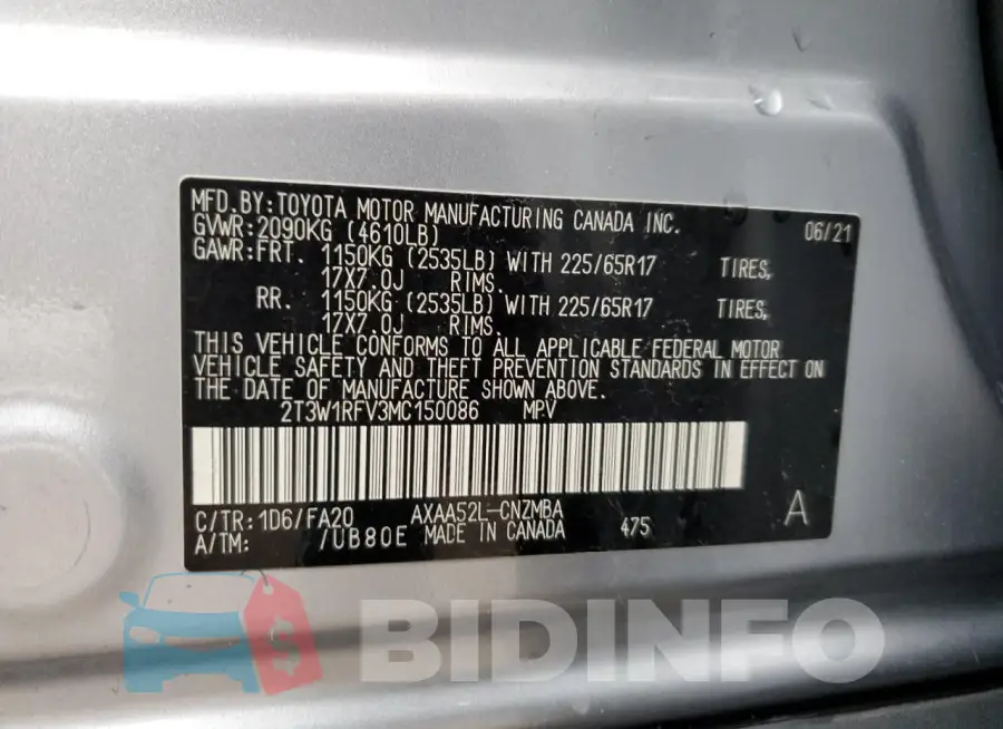 2T3W1RFV3MC150086 Photo# 12