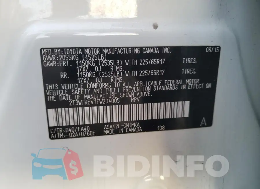 2T3WFREV1FW204005 Photo# 13