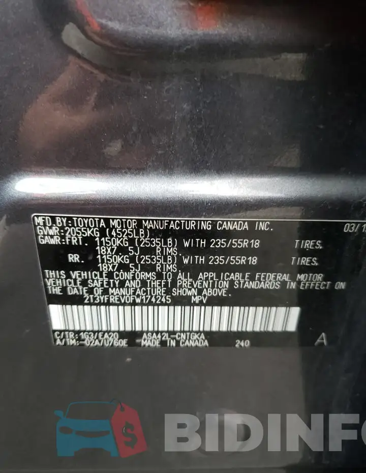 2T3YFREV0FW174245 Photo# 12