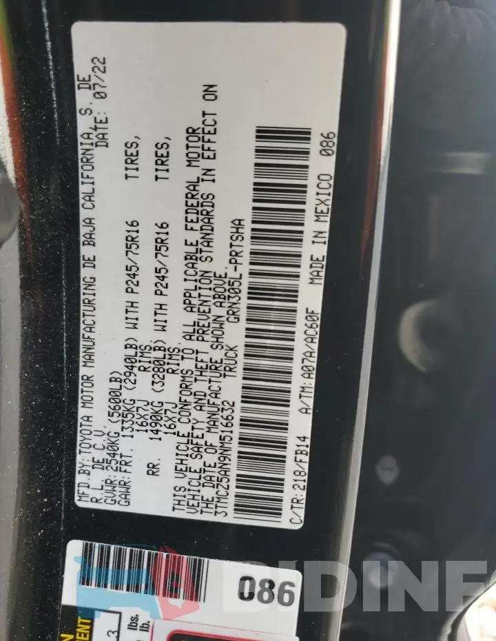 3TMCZ5AN9NM516632 Photo# 13