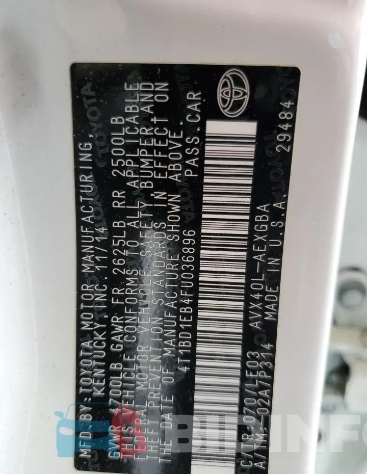4T1BD1EB4FU036896 Photo# 12