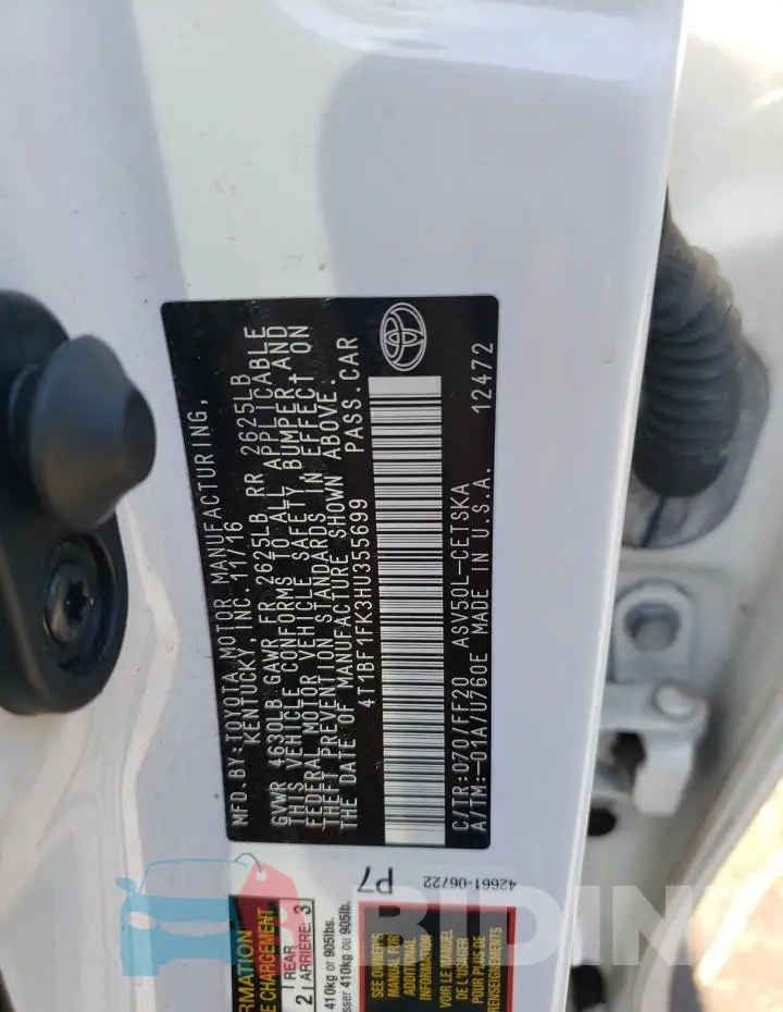 4T1BF1FK3HU355699 Photo# 13