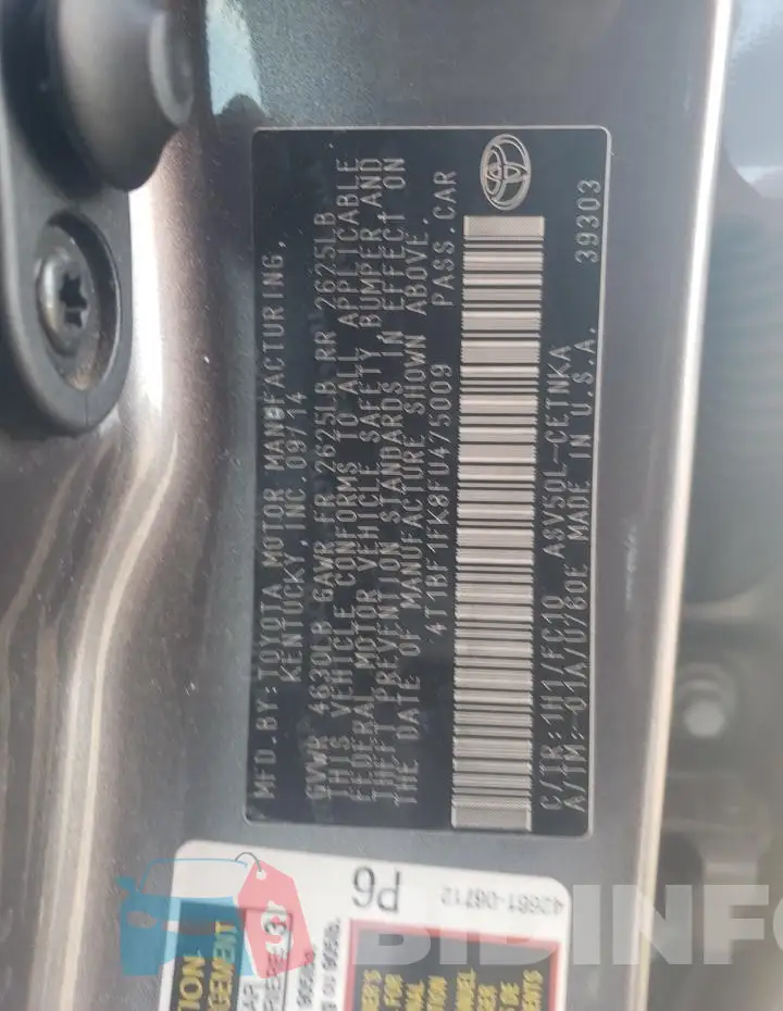 4T1BF1FK8FU475009 Photo# 12