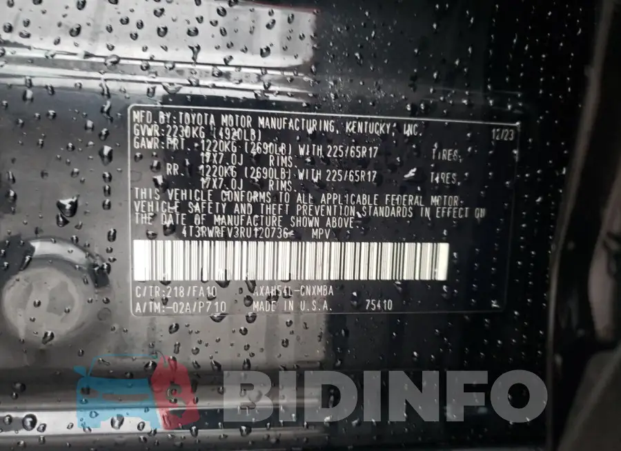 4T3RWRFV3RU120736 Photo# 14