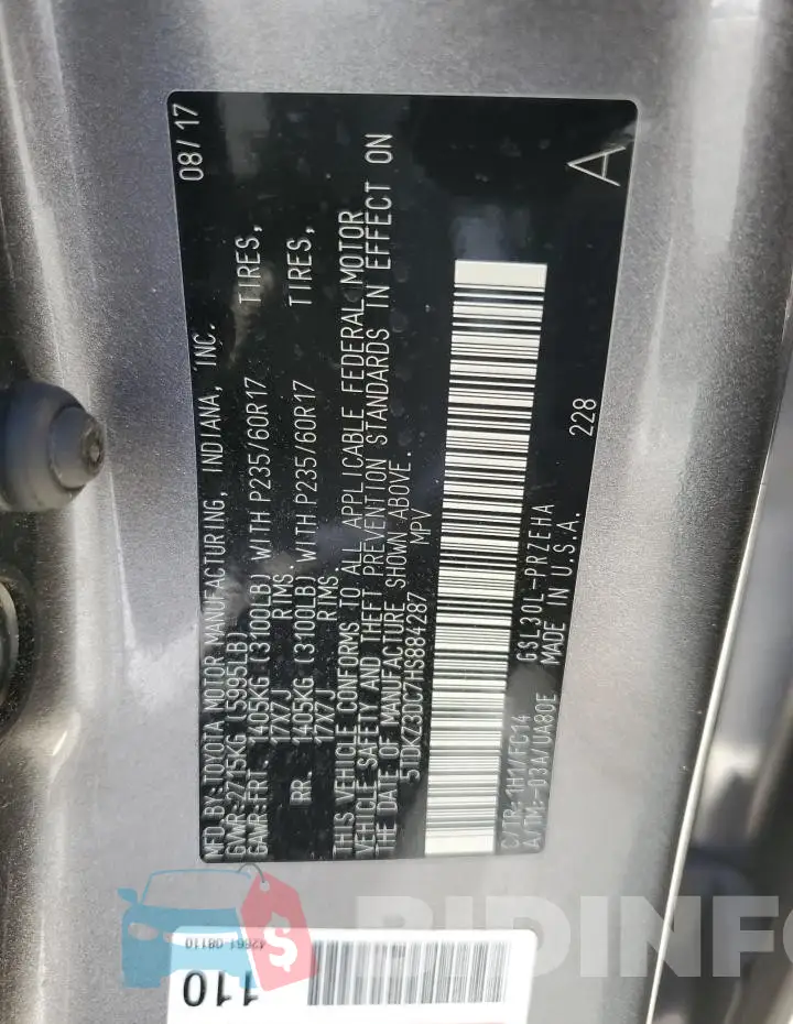 5TDKZ3DC7HS884287 Photo# 13