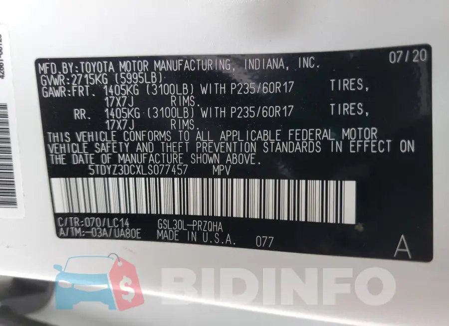 5TDYZ3DCXLS077457 Photo# 14