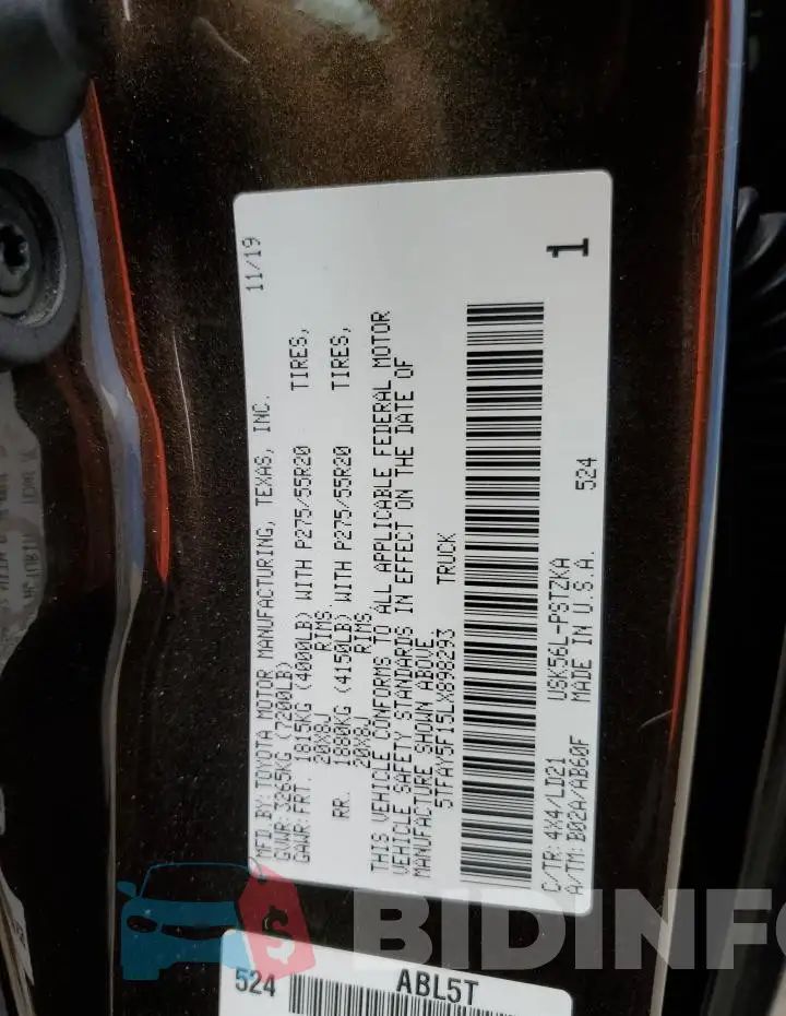 5TFAY5F15LX898293 Photo# 12