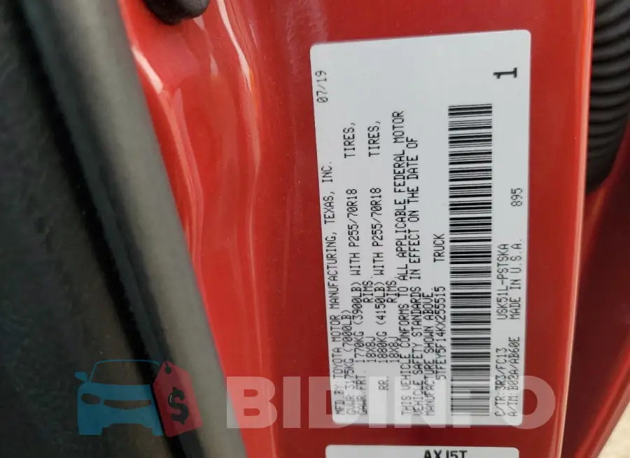 5TFEY5F14KX255515 Photo# 12