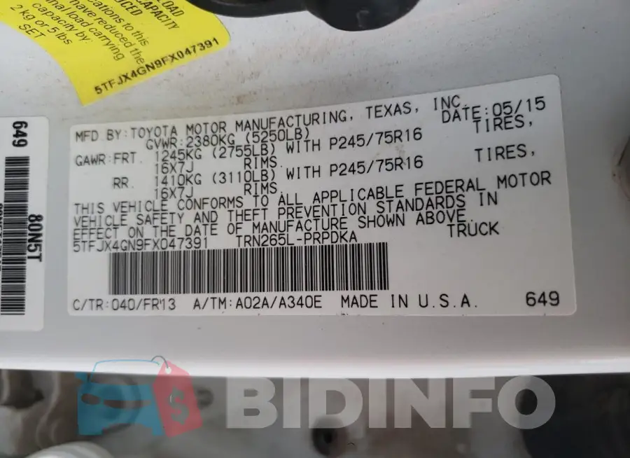 5TFJX4GN9FX047391 Photo# 12